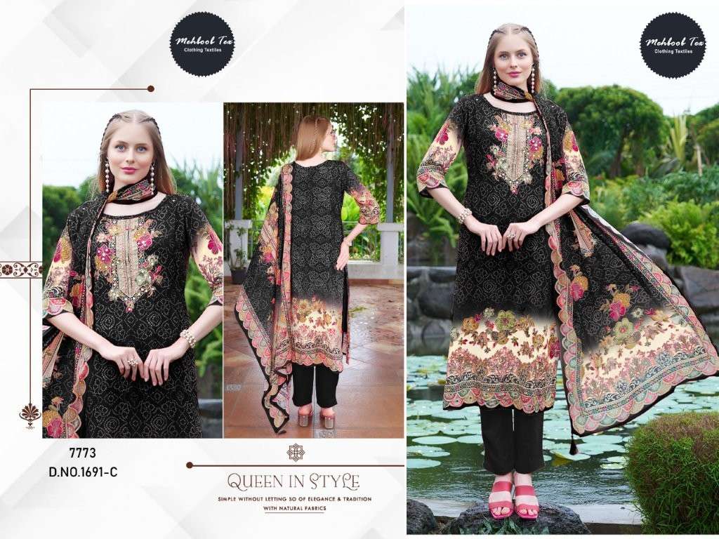 MEHBOOB TEX 1691 PURE VISCOSE MUSLIN  EMBROIDERY PAKISTANI DRESS-00062