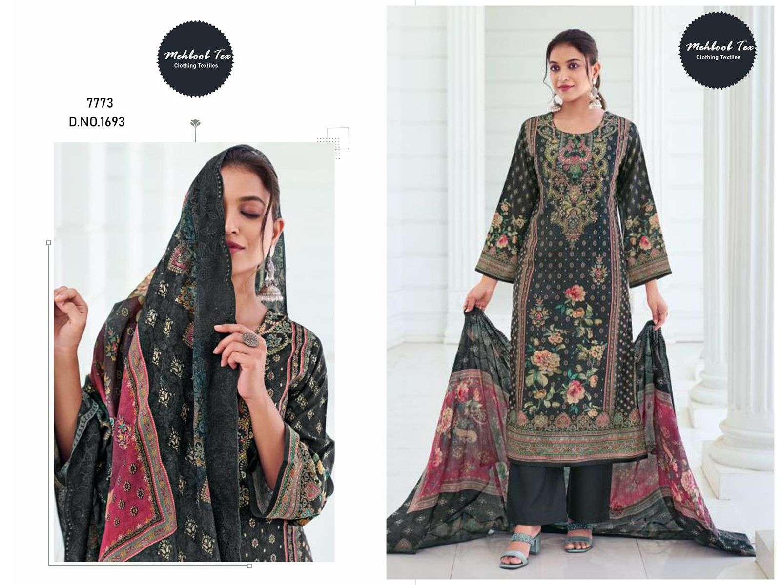 MEHBOOB TEX 1693 PURE VISCOSE MUSLIN EMBROIDERY PAKISTANI DRESS-00062