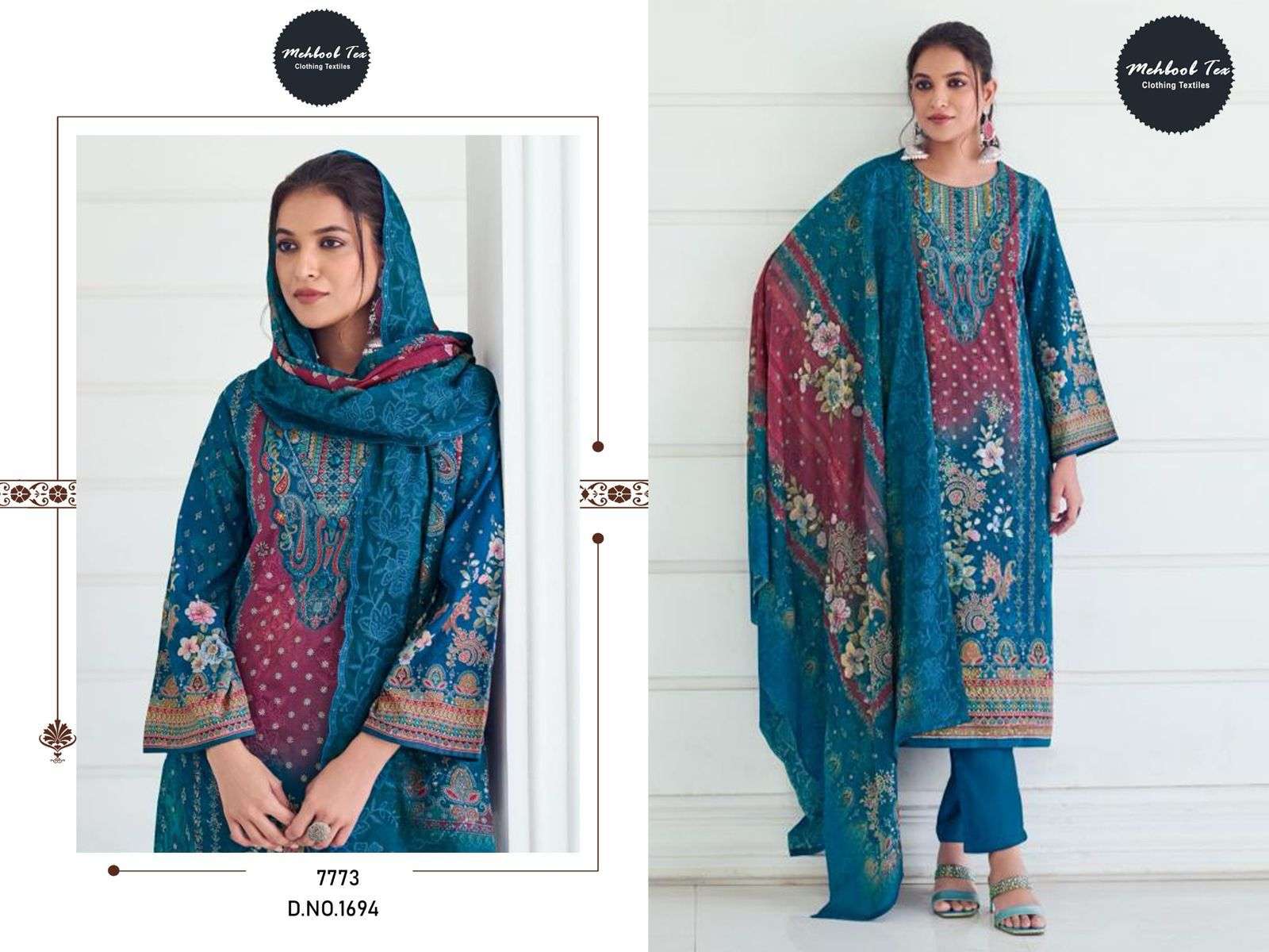 MEHBOOB TEX 1694 PURE VISCOSE MUSLIN EMBROIDERY PAKISTANI DRESS-00062