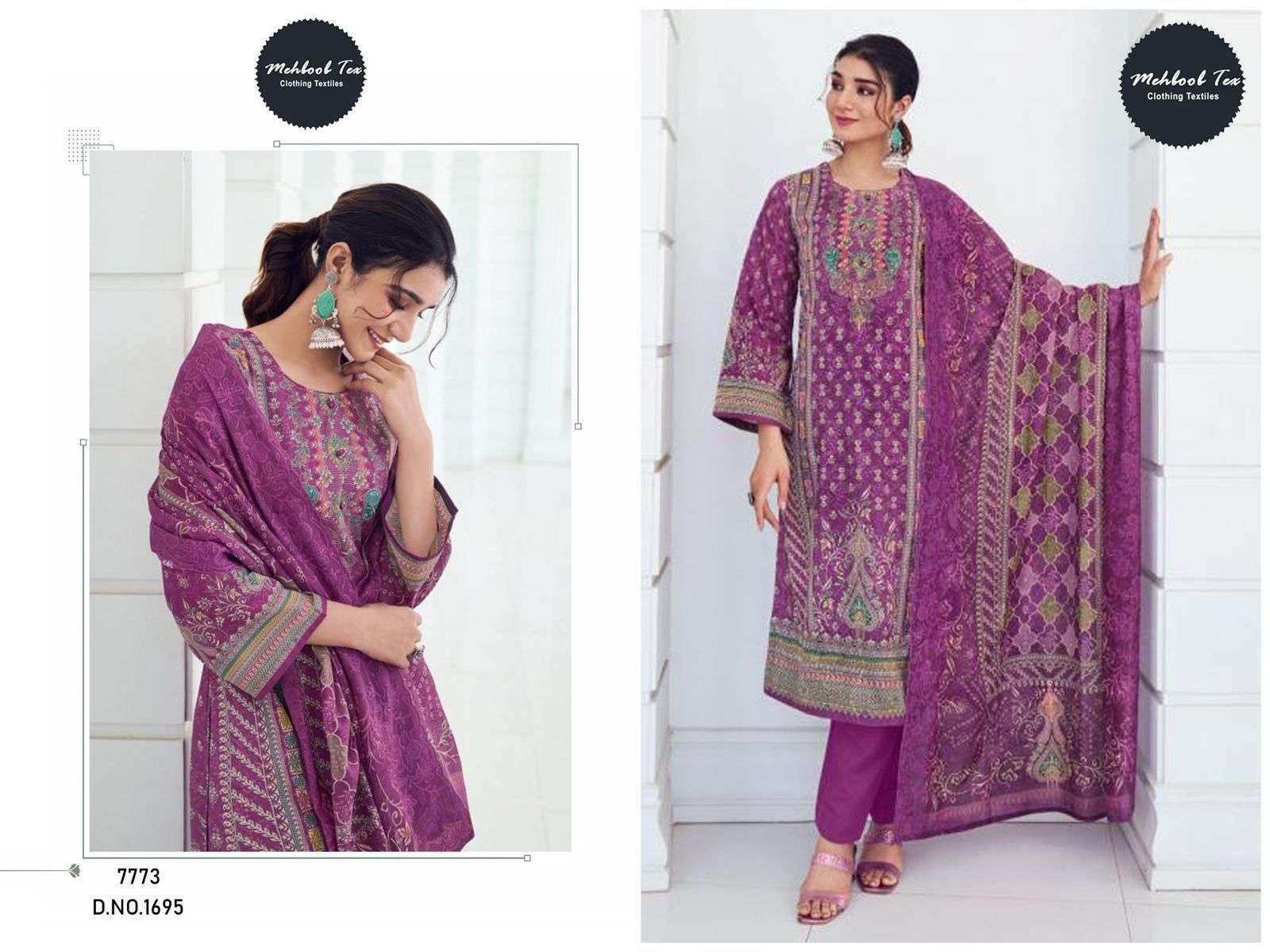 MEHBOOB TEX 1695 PURE VISCOSE MUSLIN EMBROIDERY PAKISTANI DRESS-00062