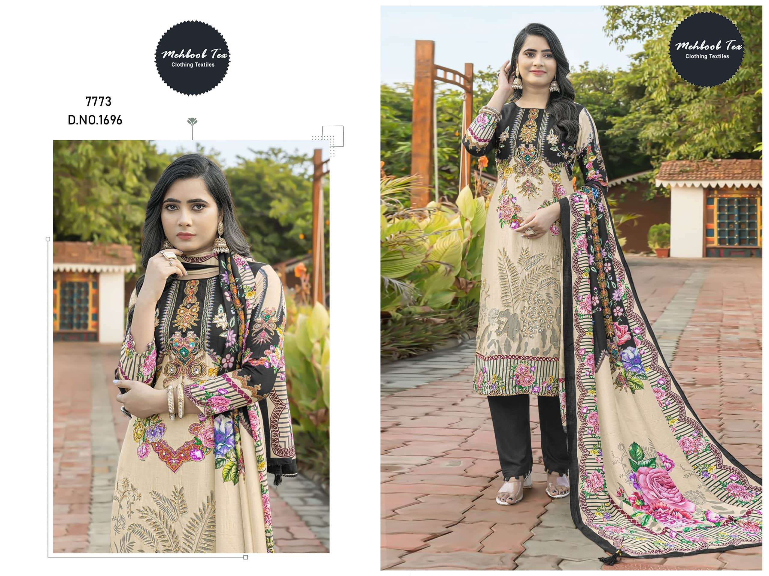 MEHBOOB TEX 1696 PURE VISCOSE MUSLIN EMBROIDERY PAKISTANI DRESS-00071