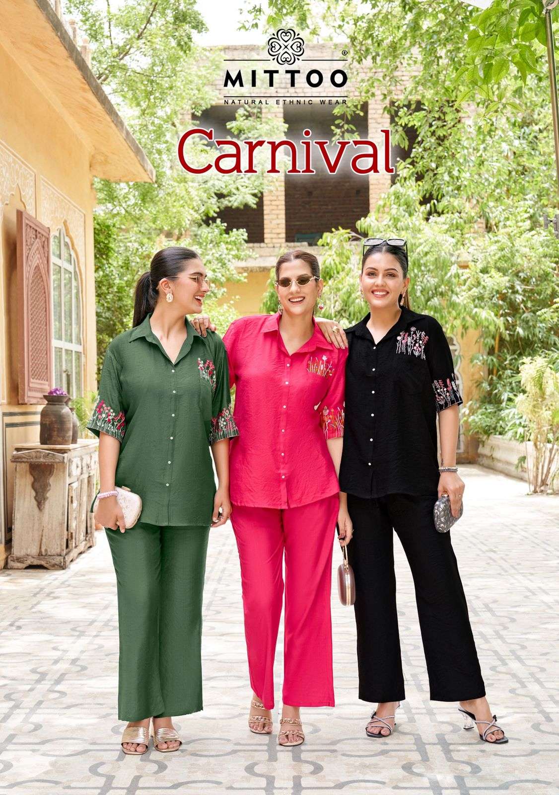 MITTOO CARNIVAL 4001 TO 4006 SERIES PURE VISCOSE HANDWORK CO-ORD SET-00014