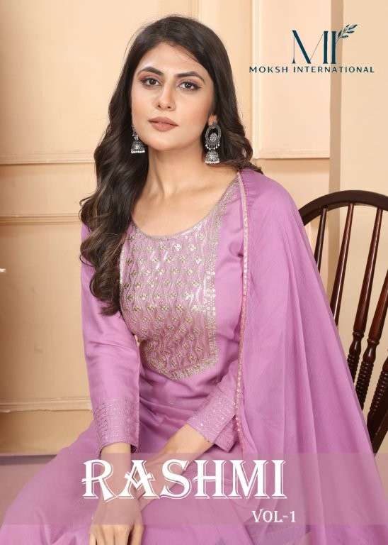 MOKSH INTERNATIONAL RASHMI VOL-1 9001 TO 9004 SERIES PURE RAYON PRINTED DRESSES-00154