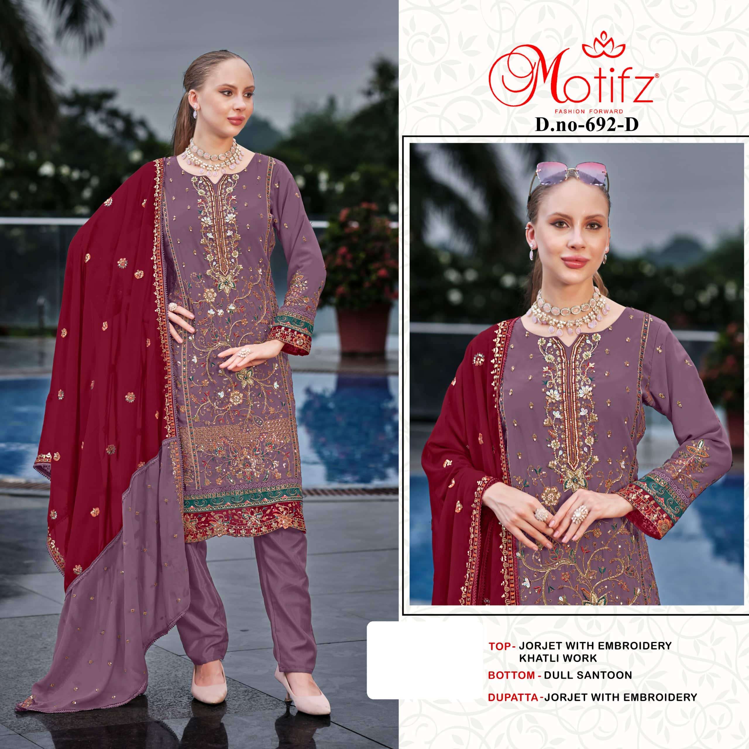 MOTIFZ 692 PURE GEORGETTE EMBROIDERY PAKISTANI DRESSES-00201