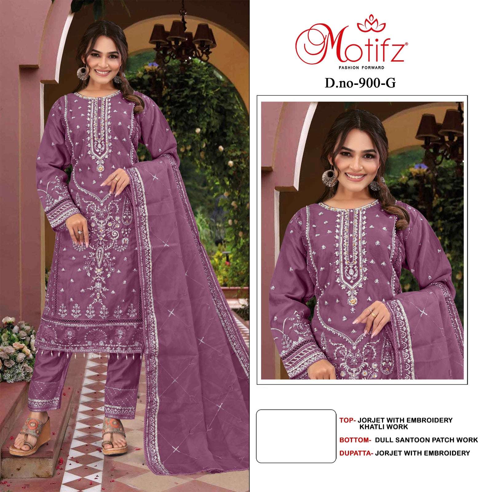 MOTIFZ 900 PURE GEORGETTE EMBROIDERY PAKISTANI DRESSES-00201