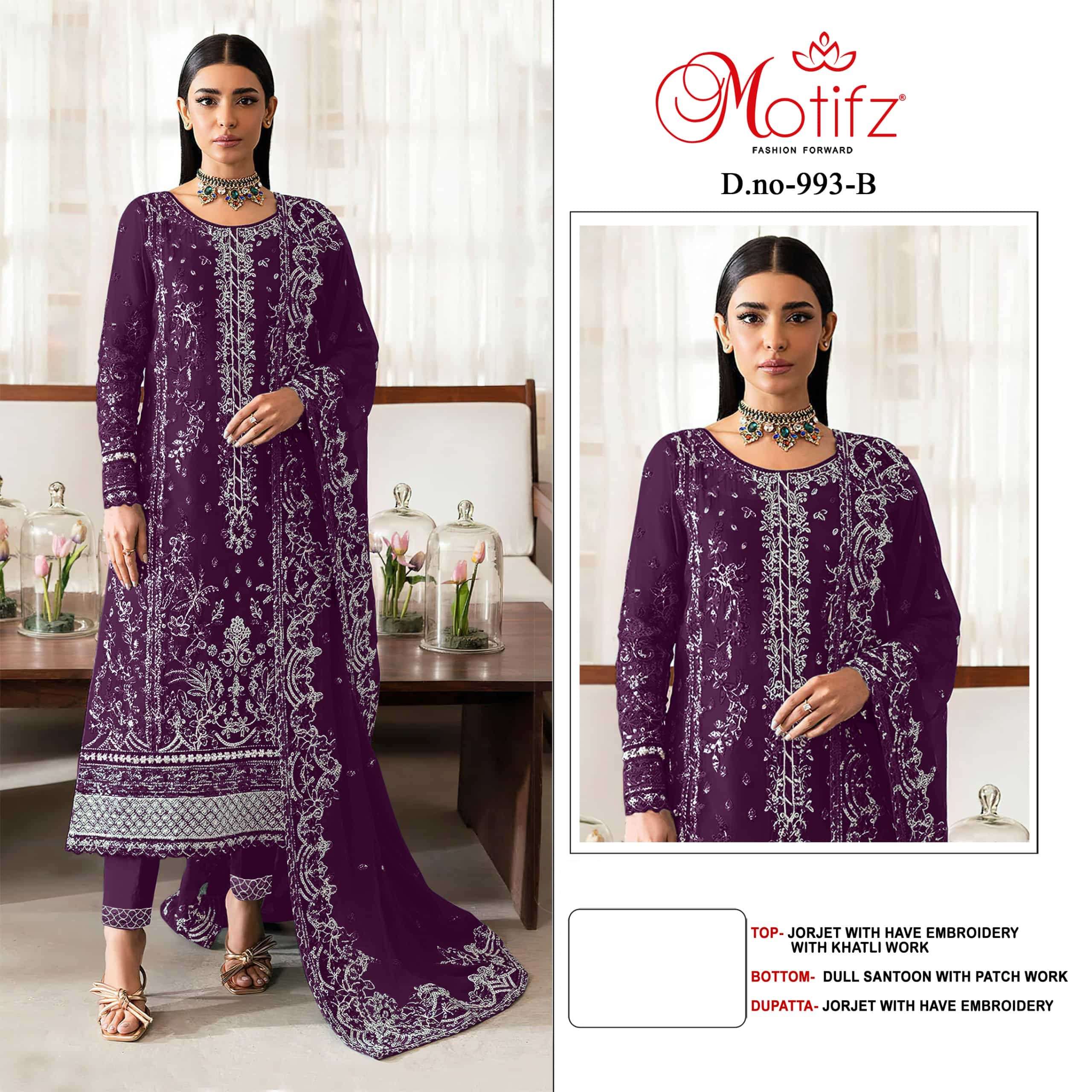 MOTIFZ 993 PURE GEORGETTE EMBROIDERY  PAKISTANI DRESSES-00201