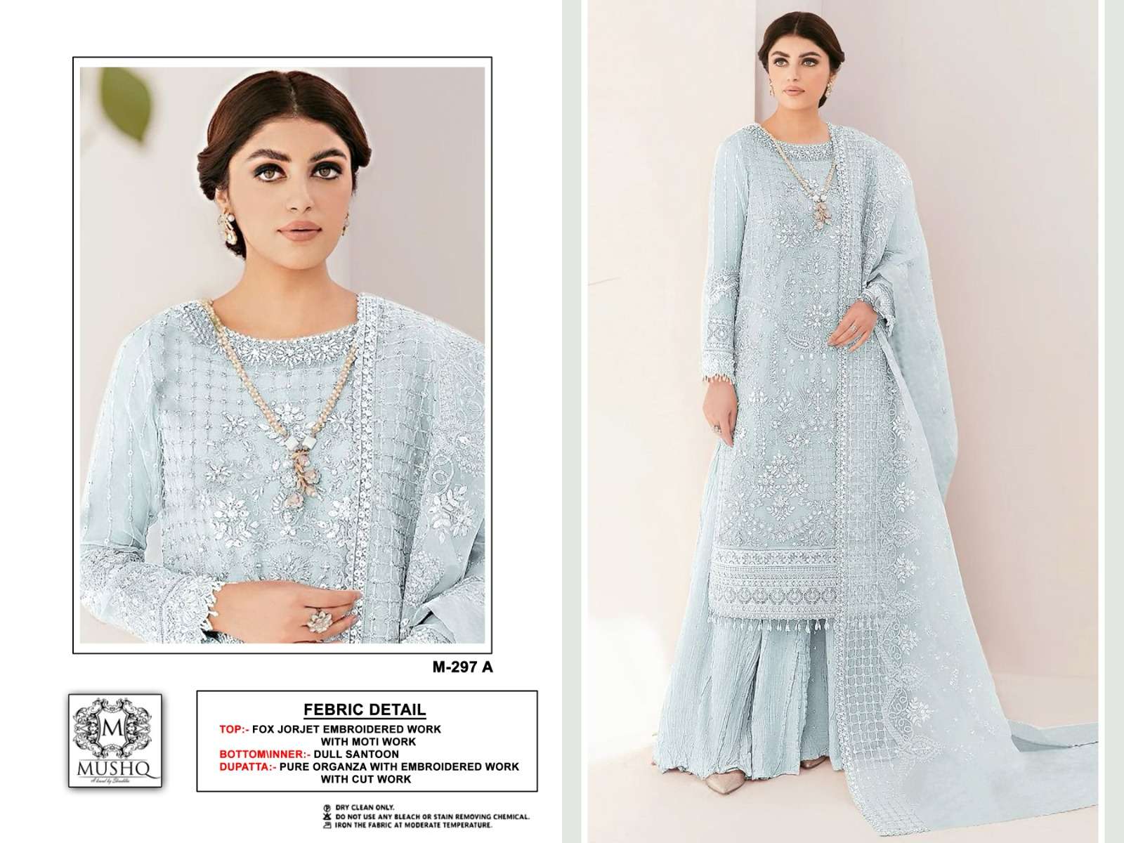 MUSHQ M-297 PURE FAUX GEORGETTE PAKISTANI DRESSES-00201