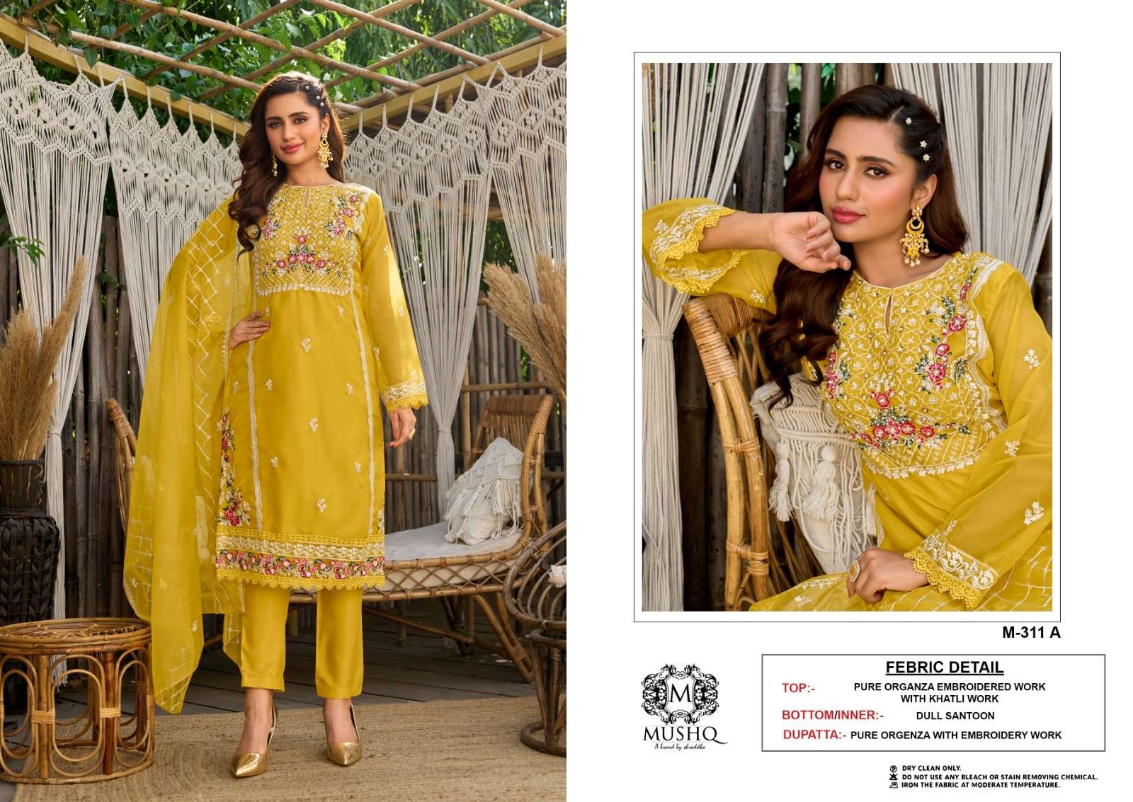 MUSHQ M-311 PURE ORGANZA EMBROIDERY PAKISTANI DRESSES-00201
