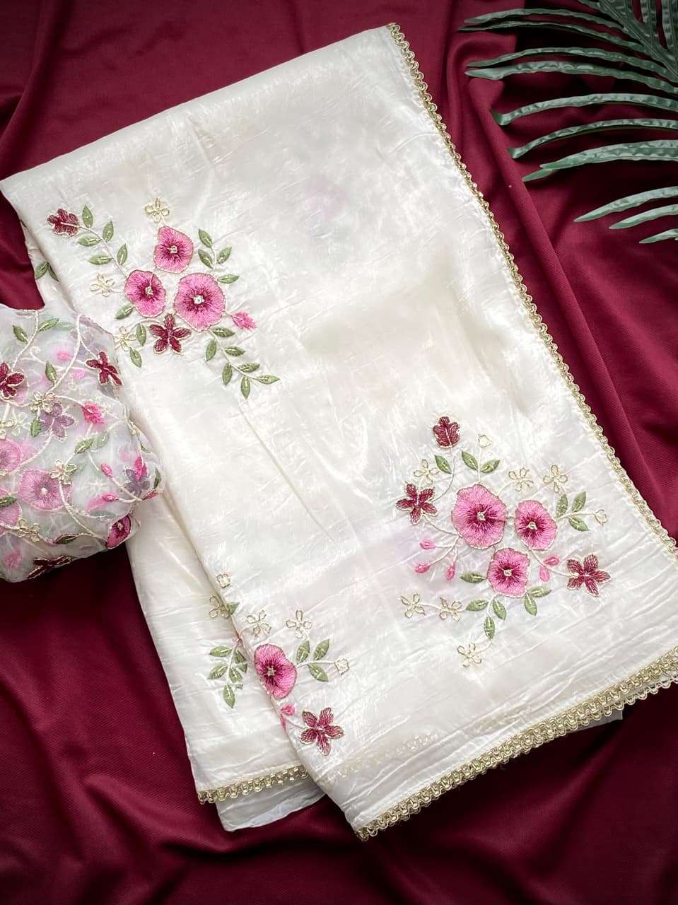 MUSKAN BY ASLIWHOLESALE DESIGNER PURE CRUSH EMBROIDERY SAREES-00282