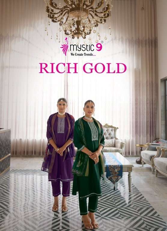 MYSTIC9 RICH GOLD VOL-05 PURE COTTON SATIN PRINTED DRESSES-00140