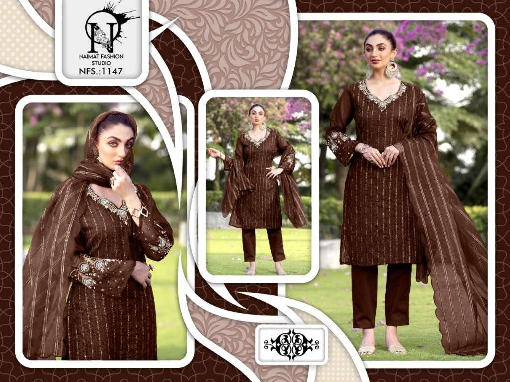 NAIMAT FASHION NFS-1147 PURE FANCY CRUNCHY EMBROIDERY PRINTED DRESSES-00088