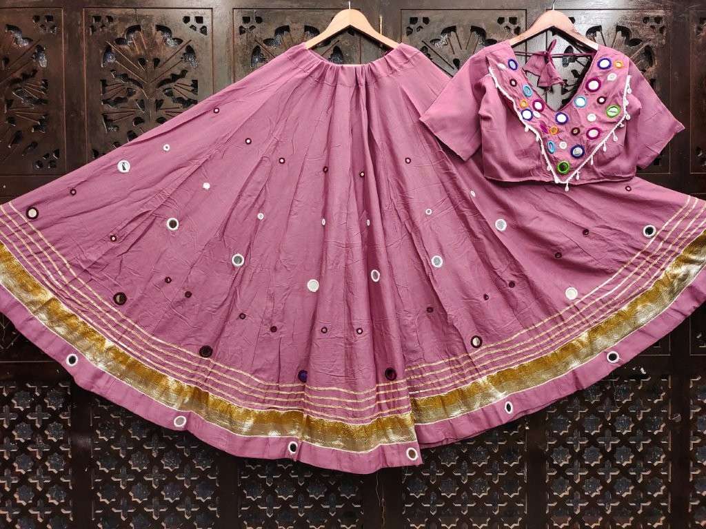 NAVRATRI VOL-14 BY ASLIWHOLESALE DESIGNER PURE  RAYON COTTON EMBROIDERY LEHENGA-00029