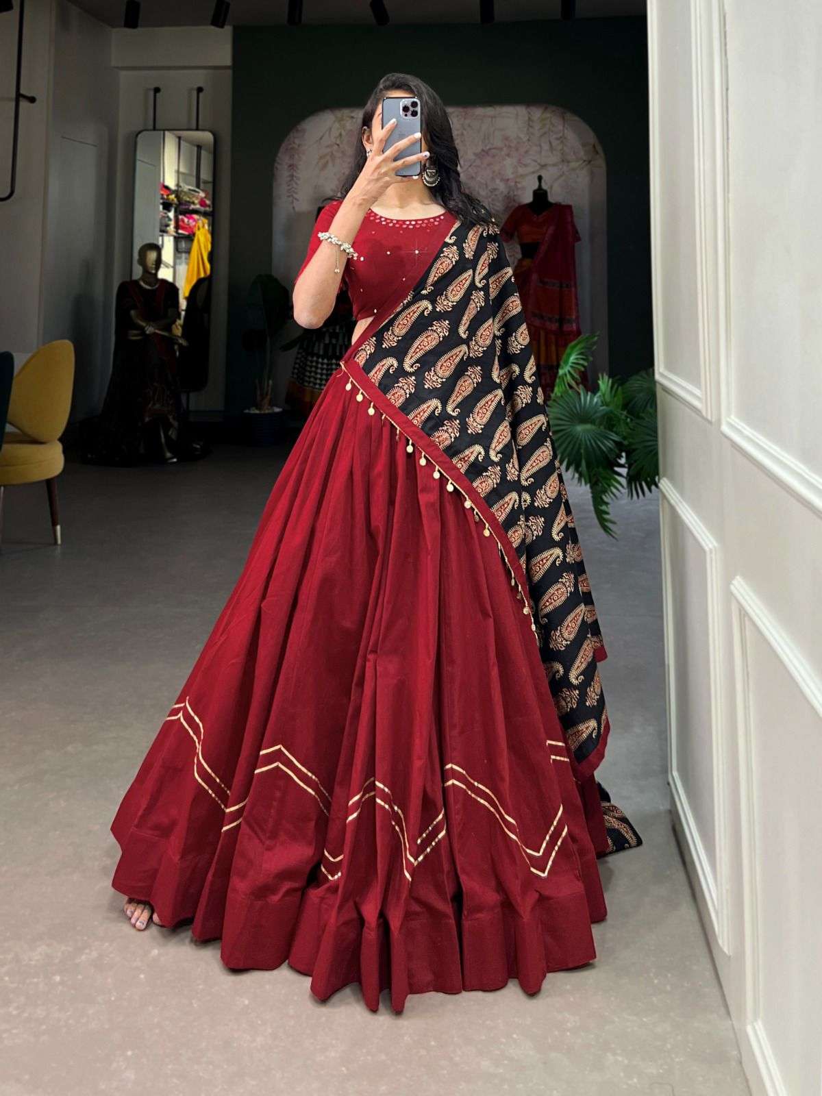 NAVYA VOL-12 BY ASLIWHOLESALE DESIGNER PURE RAYON COTTON EMBROIDERY PRINTED LEHENGAS-00294