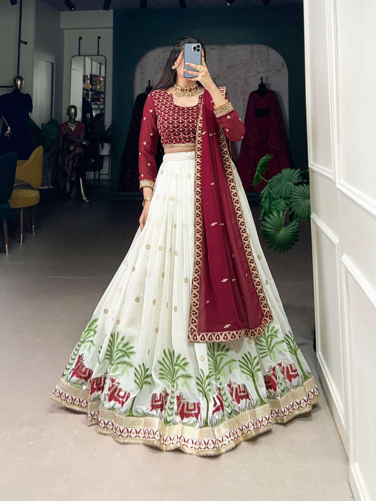 NAVYA VOL-14 BY ASLIWHOLESALE DESIGNER PURE GEORGETTE EMBROIDERY PRINTED LEHENGAS-00294