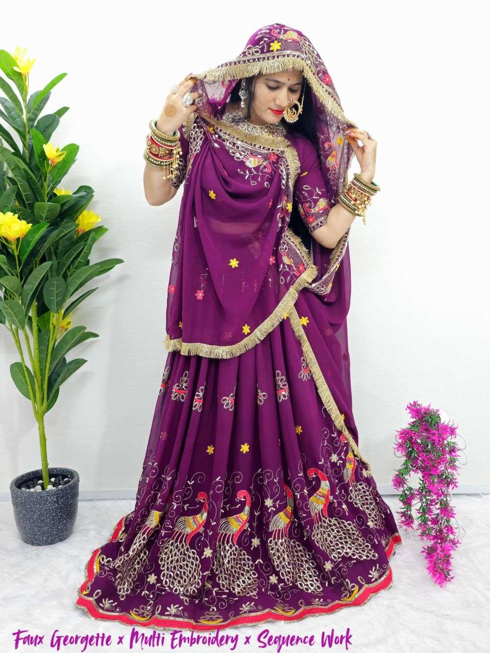 NAVYA VOL-16 BY ASLIWHOLESALE DESIGNER PURE GEORGETTE SEQUENCE EMBROIDERY PRINTED LEHENGAS-002694