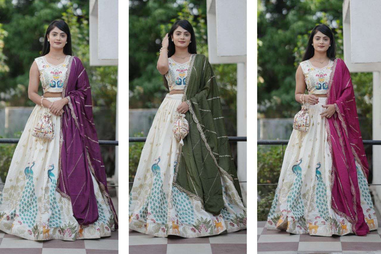 NAVYA VOL-32 BY ASLIWHOLESALE DCESIGNER PURE POLY COTTON EMBROIDERY LEHENGAS-00294