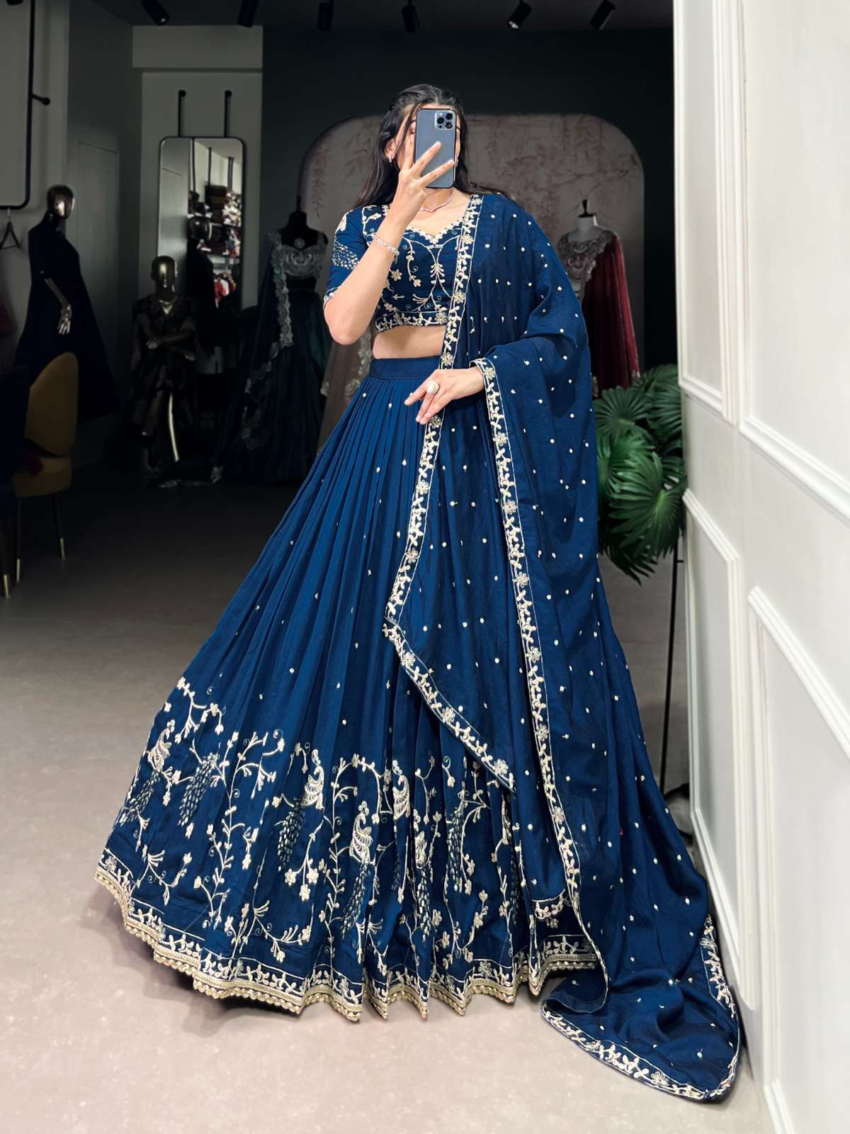 NAVYA VOL-35 BY ASLIWHOLESALE DESIGNER PURE VICHITRA SILK EMBROIDERY LEHENGAS-00294