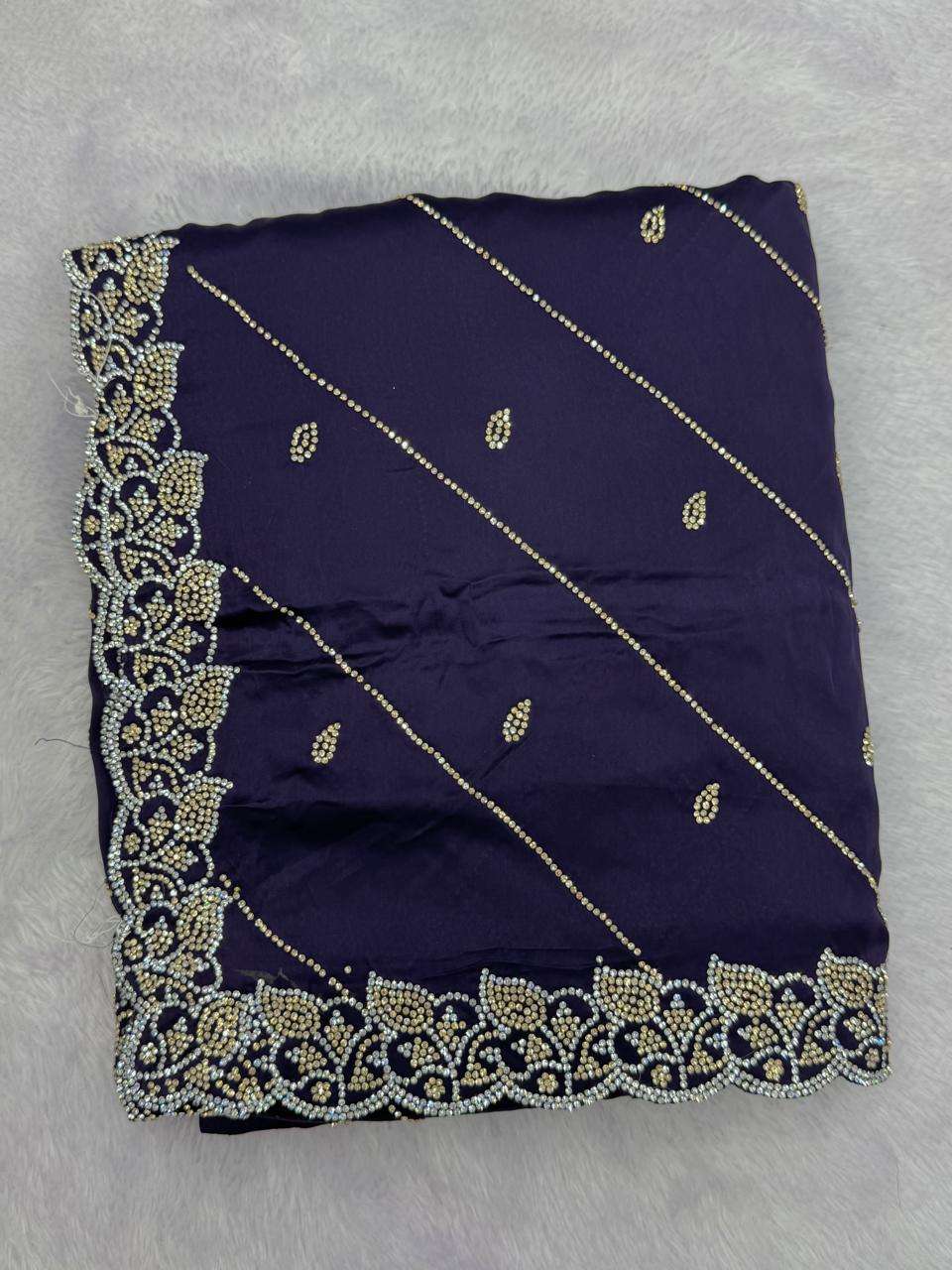 NIRALI COLOUR BY ASLIWHOLESALE DESIGNER PURE VELEVT SATIN EMBROIDERY PRINTED SAREES