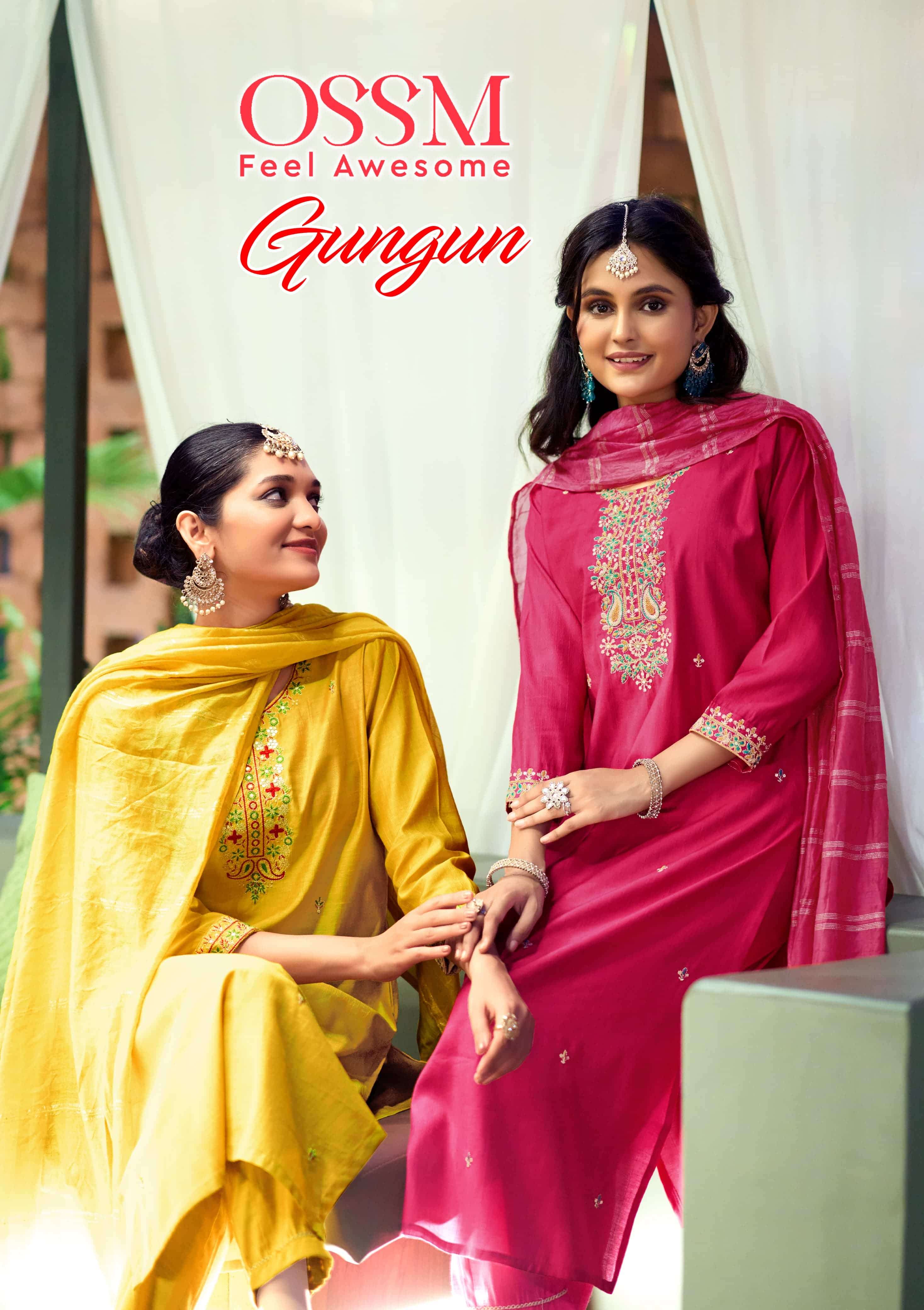 OSSM GUNGUN PURE VISCOSE SILK EMBROIDERY DRESSES-00014
