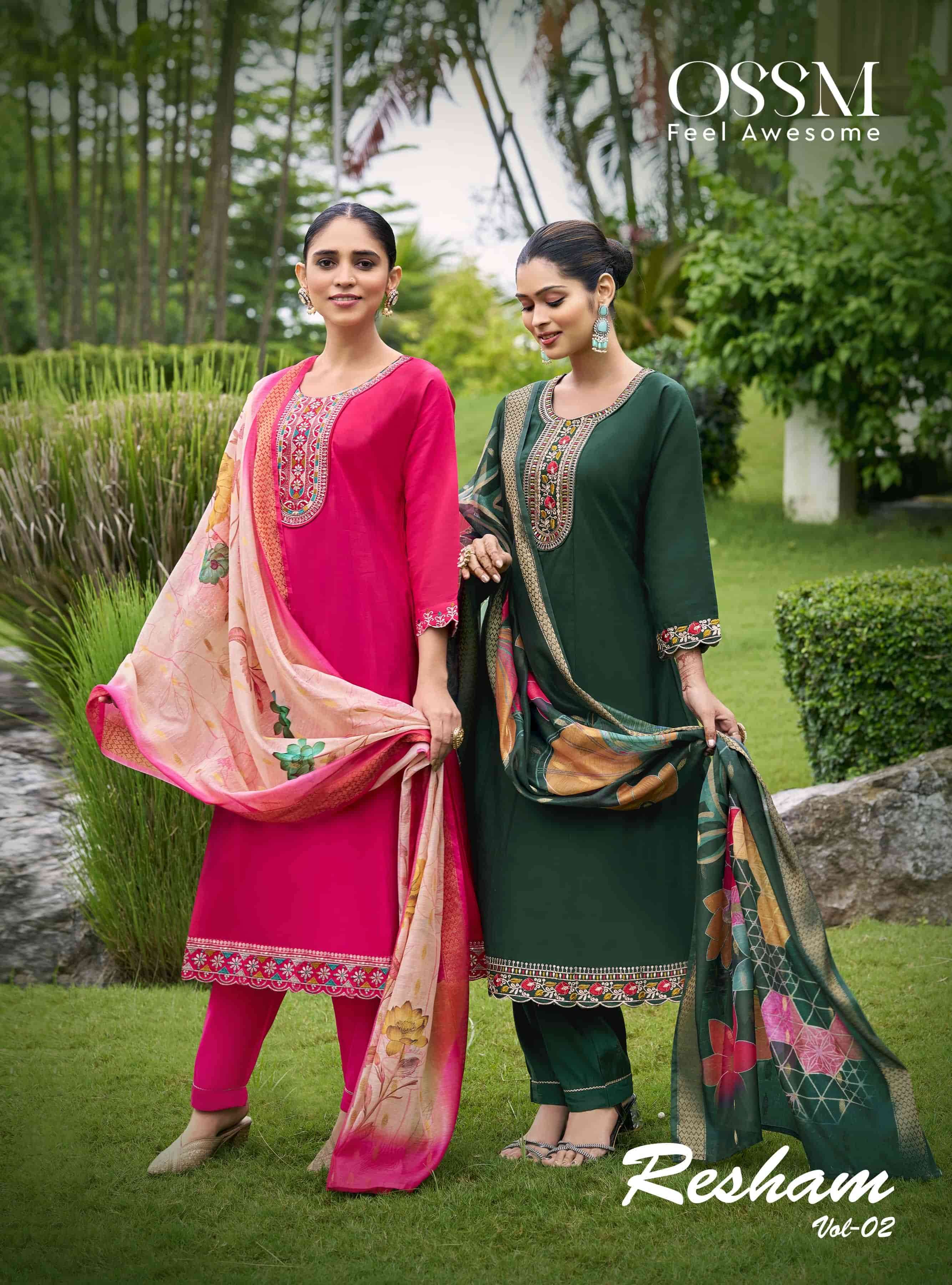 OSSM RESHMA VOL-02 PURE ROMAN SILK EMBROIDERY DRESSES-00140