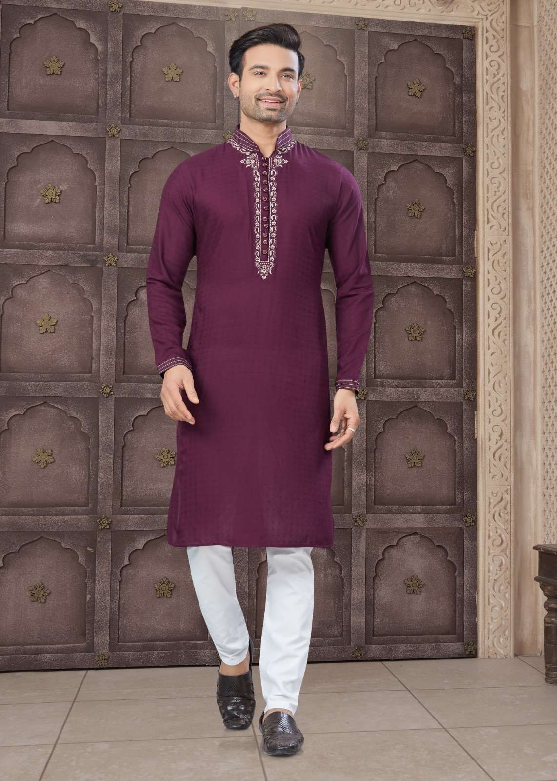OUTLUK VOL-39 3901 TO 3906 SERIES PURE COTTON EMBROIDERY MENS WEAR KURTAS-00033
