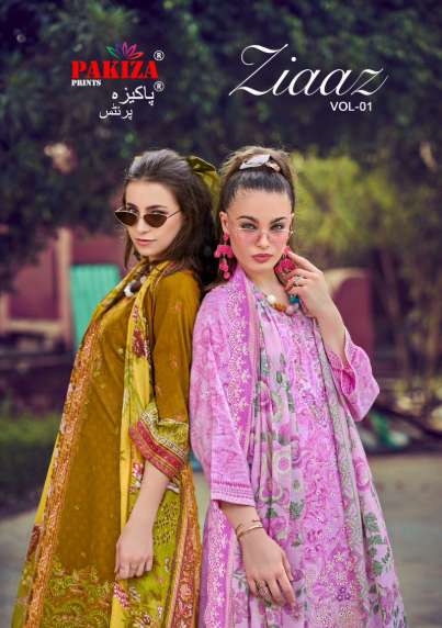 PAKIZA PRINTS ZIAAZ VOL-01 PURE LAWN EMBROIDERY PAKISTANI DRESSES-00201