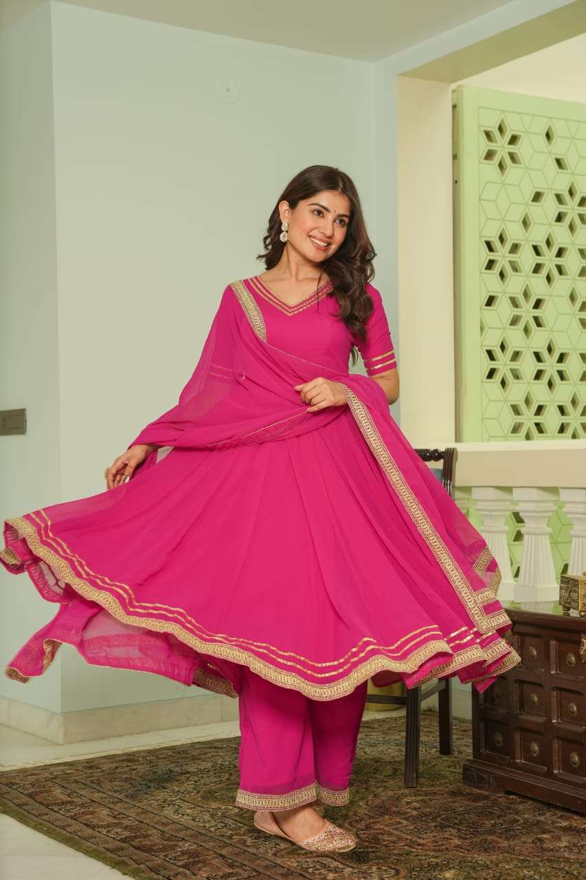 PARYUSHA BY ASLIWHOLESALE DESIGNER PURE GEORGETTE EMBROIDERY GOWNS-00097