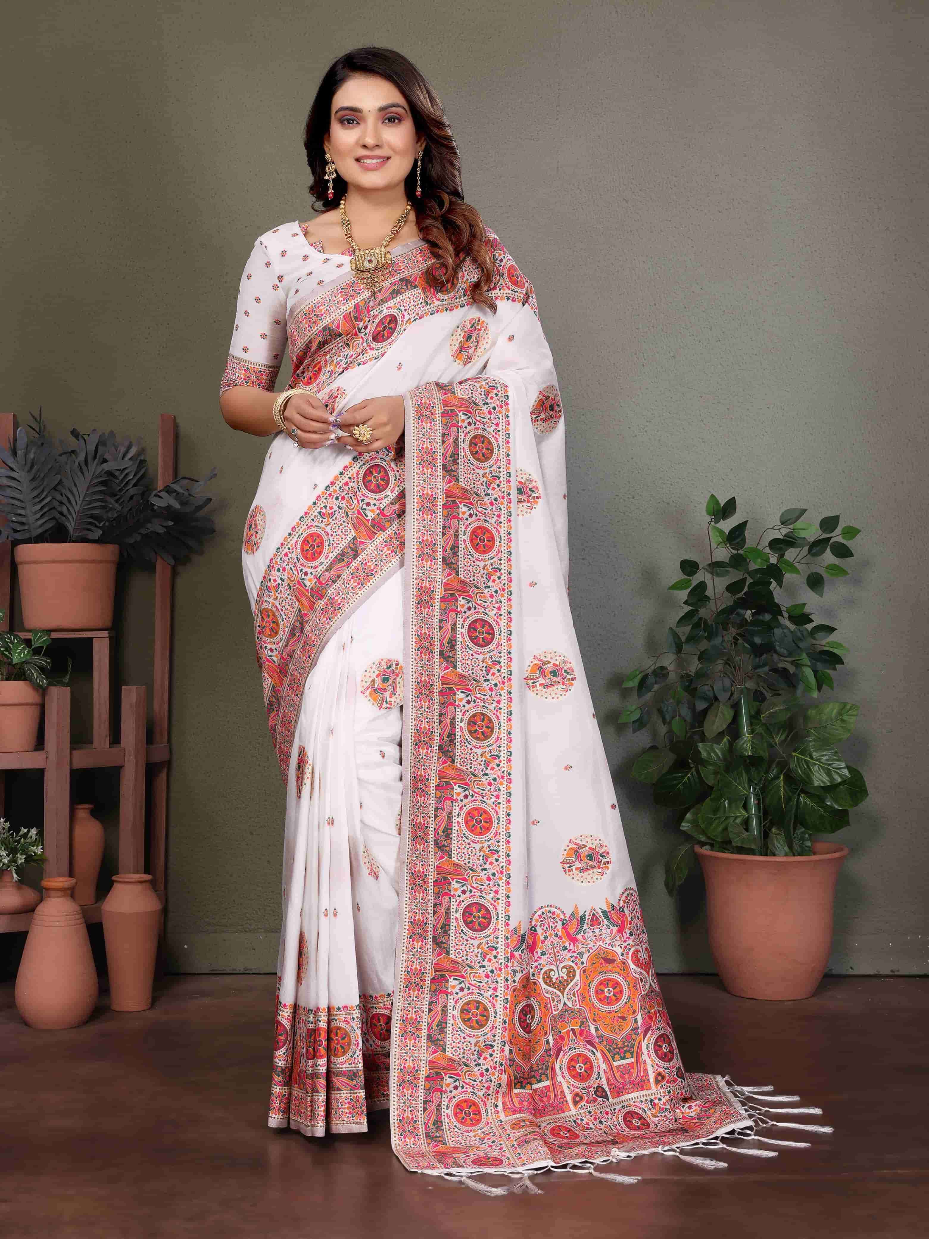PASHMINA BY ASLIWHOLESALE DESIGNER PURE SILK EMBROIDERY SAREES-00279