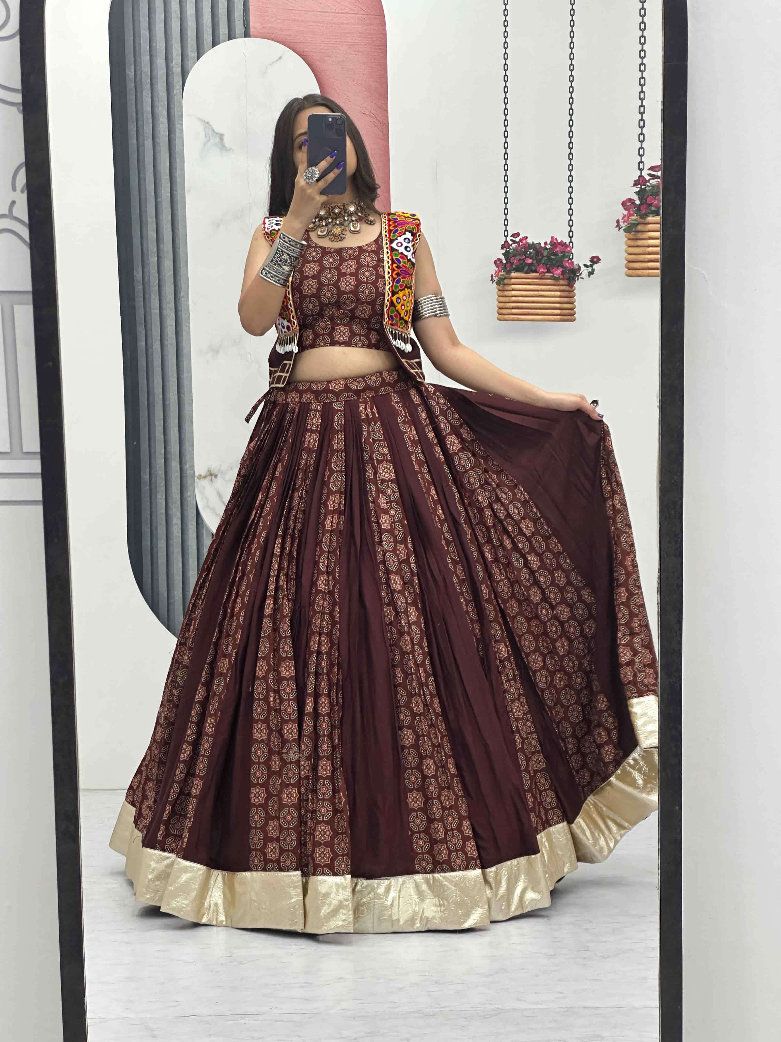 PC-N45 BY ASLIWHOLESALE DESIGNER PURE COTTON NAVRATRI LEHENGAS-00045