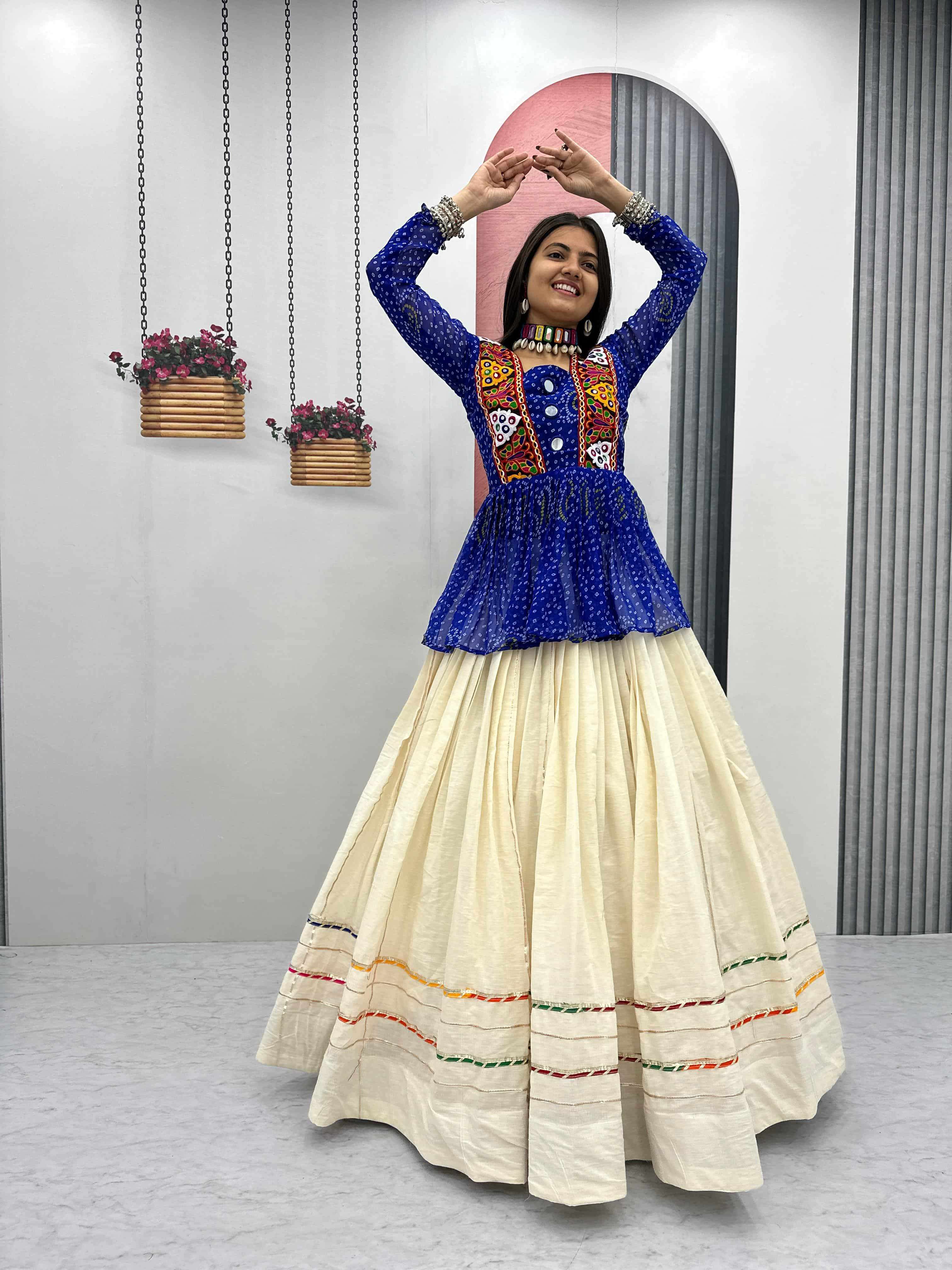 PC-N52 BY ASLIWHOLESALE DESIGNER PURE FAUX GEORGETTE BHANDHEJ NAVRATRI KURTIS AND LEHENGAS-00045