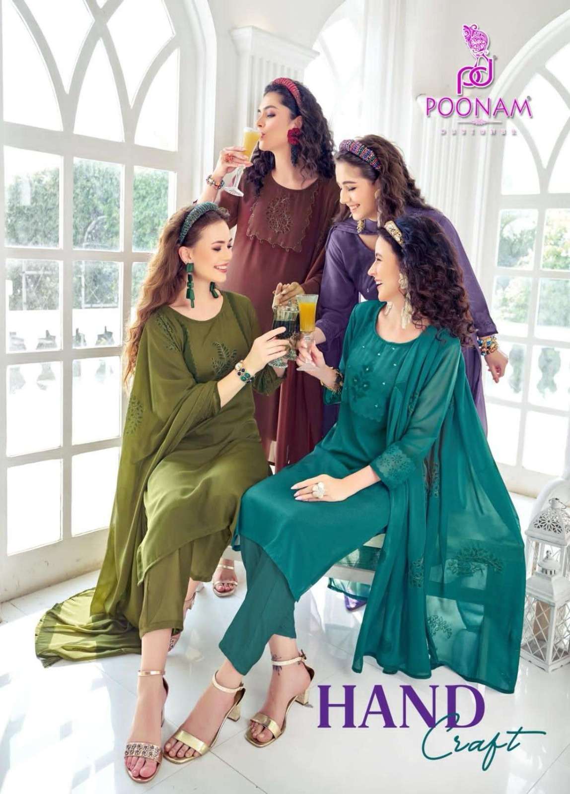 POONAM DESIGNER HAND CRAFT PURE GEORGETTE HAND WORK DRESSES-00014