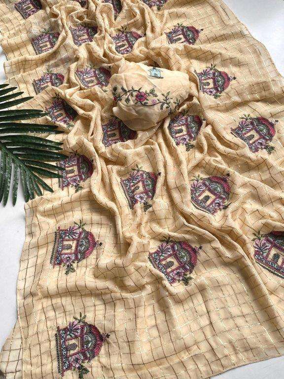 RAJNIWAS BY ASLIWHOLESALE DESIGNER PURE GEORGETTE EMBROIDERY SAREES-00282