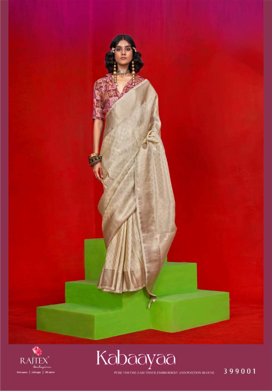 RAJTEX KABAAYAA 399001 TO 399007 SERIES PURE VISCOSE EMBROIDERY PRINTED SAREES-00178