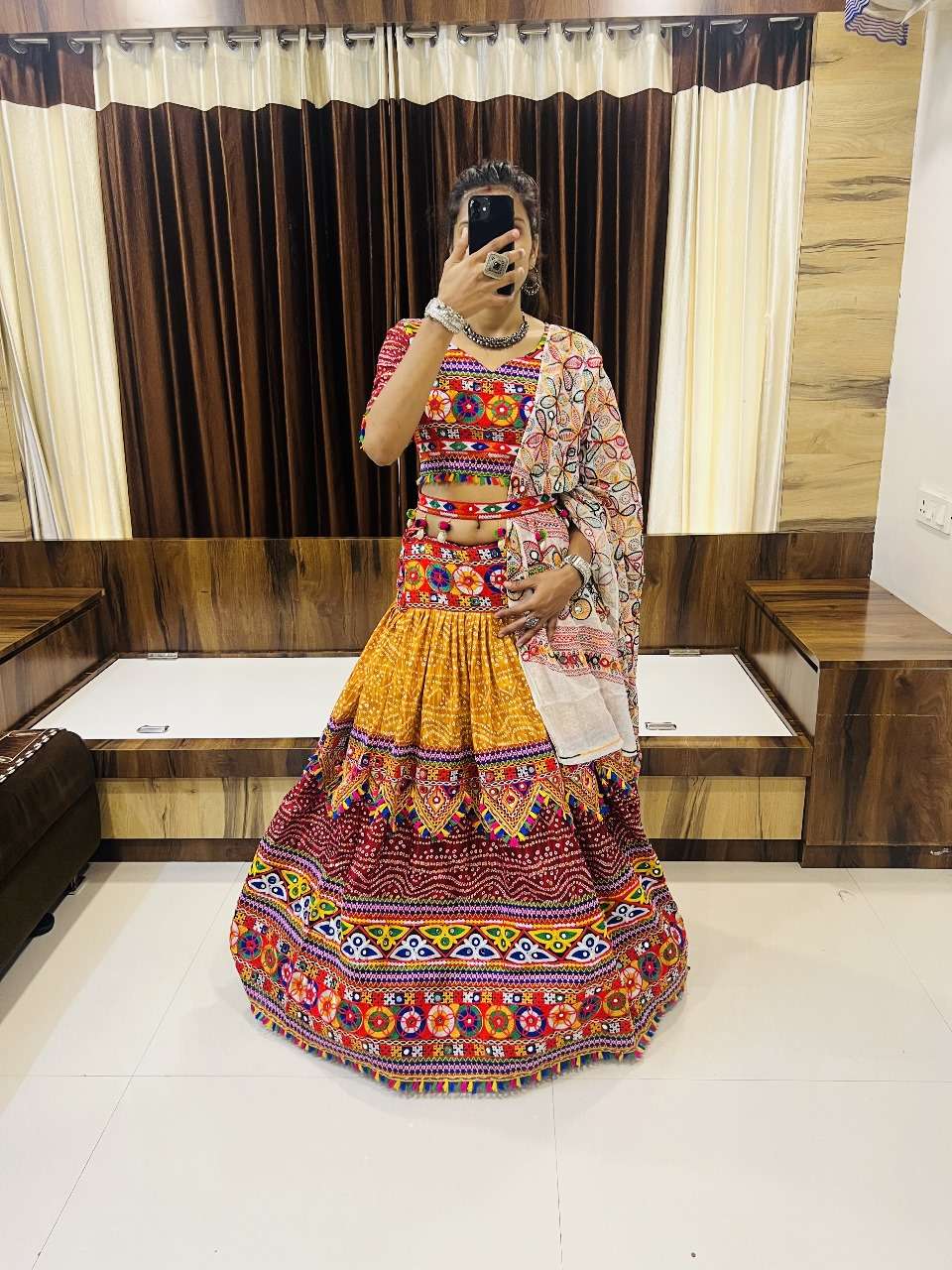 RAJWADI VOL-8 7051 BY AAWIYA DESIGNER FANCY COTTON SILK NAVRATRI LEHENGAS-00060
