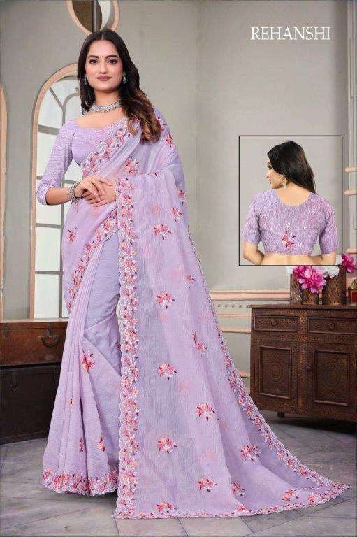 REHANSHI BY ASLIWHOLESALE DESIGNER PURE CRUNCHI CRUSH EMBROIDERY SAREES-00103