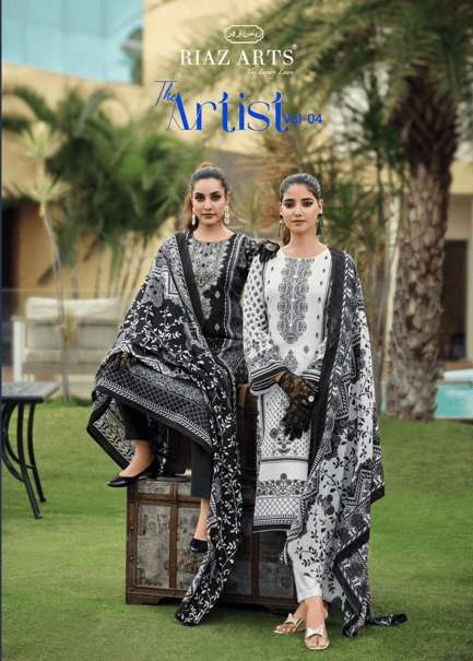 RIAZ ART THE ARTIST VOL-04 PURE CAMBRIC LAWN PRINTED PAKISTANI DRESSES-00011