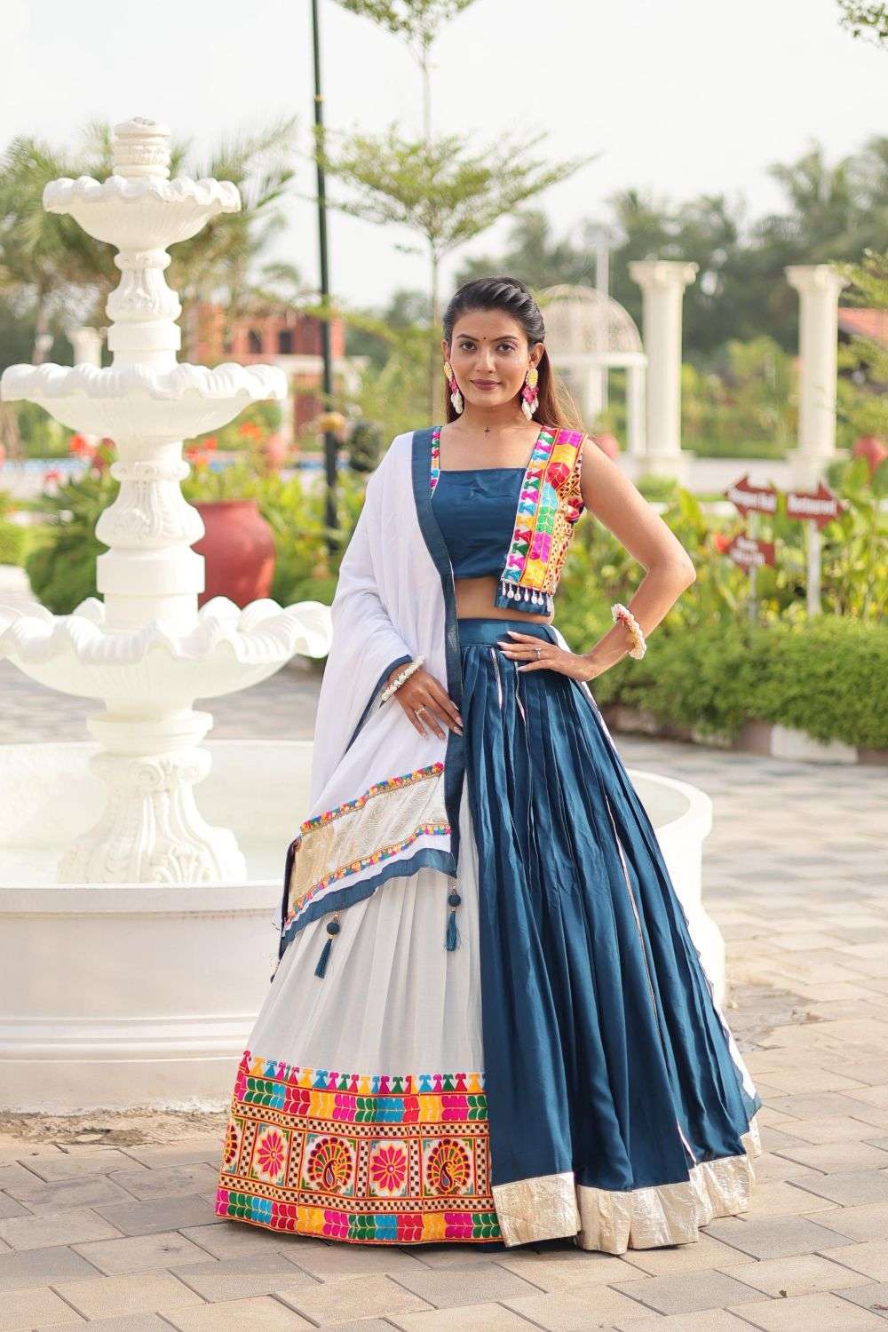 RM-135 BY ASLIWHOLESALE DESIGNER PURE COTTON EMBROIDERY NAVRATRI LEHENGAS-00236