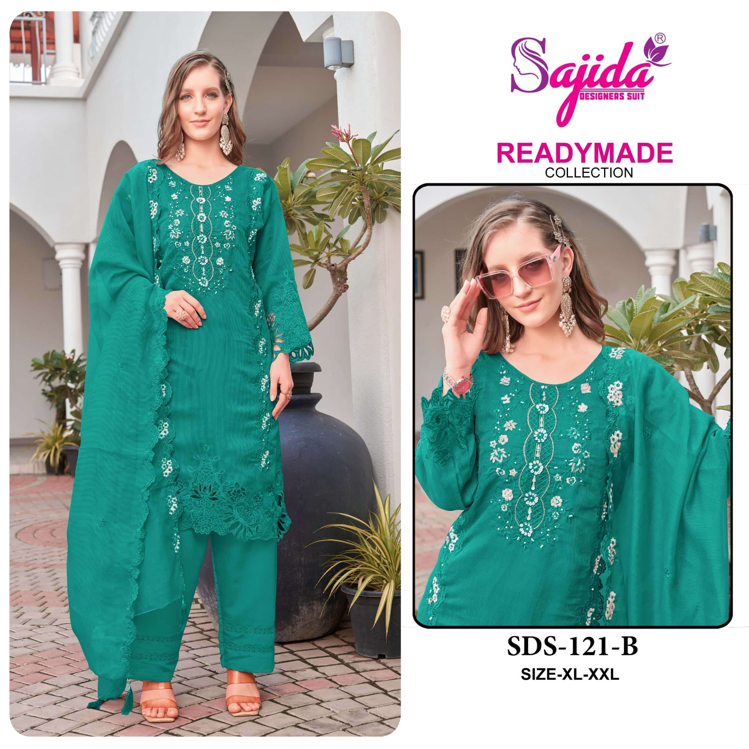SAJIDA 121 COLOUR PURE VISCOSE ORGANZA EMBROIDERY PAKISTANI DRESSES-00011
