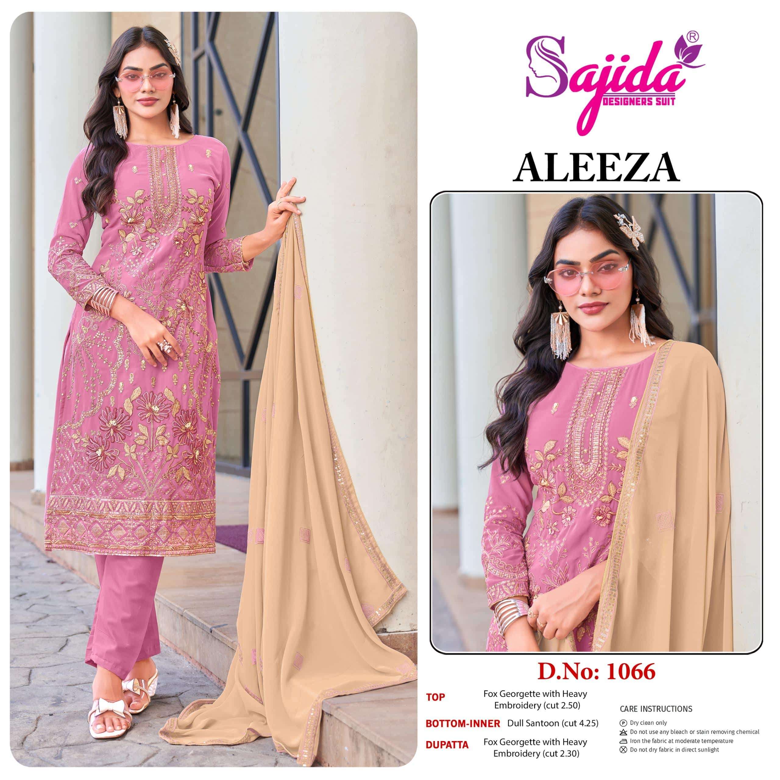 SAJIDA ALEEZA 1066 TO 1068 SERIES PURE GEORGETTE EMBROIDERY PAKISTANI DRESSES-00201