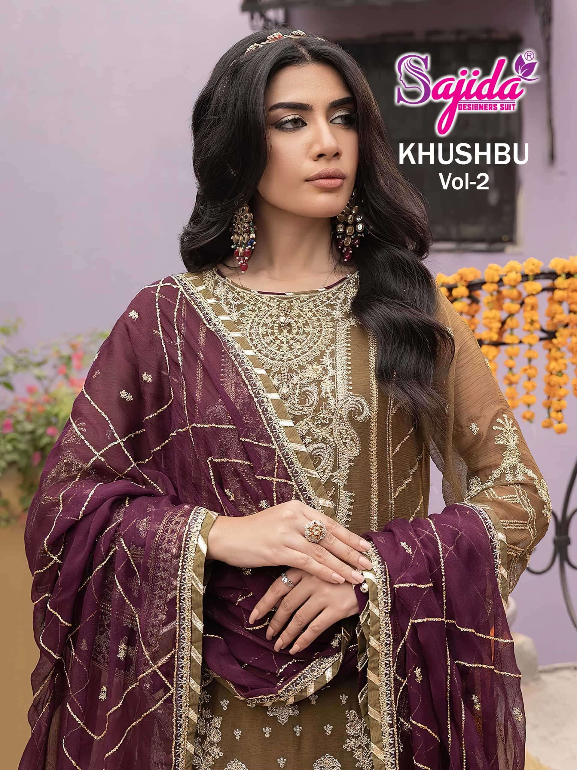 SAJIDA KHUSHBU VOL-02 HEAVY GEORGETTE EMBROIDERY PAKISTANI DRESSES-00062