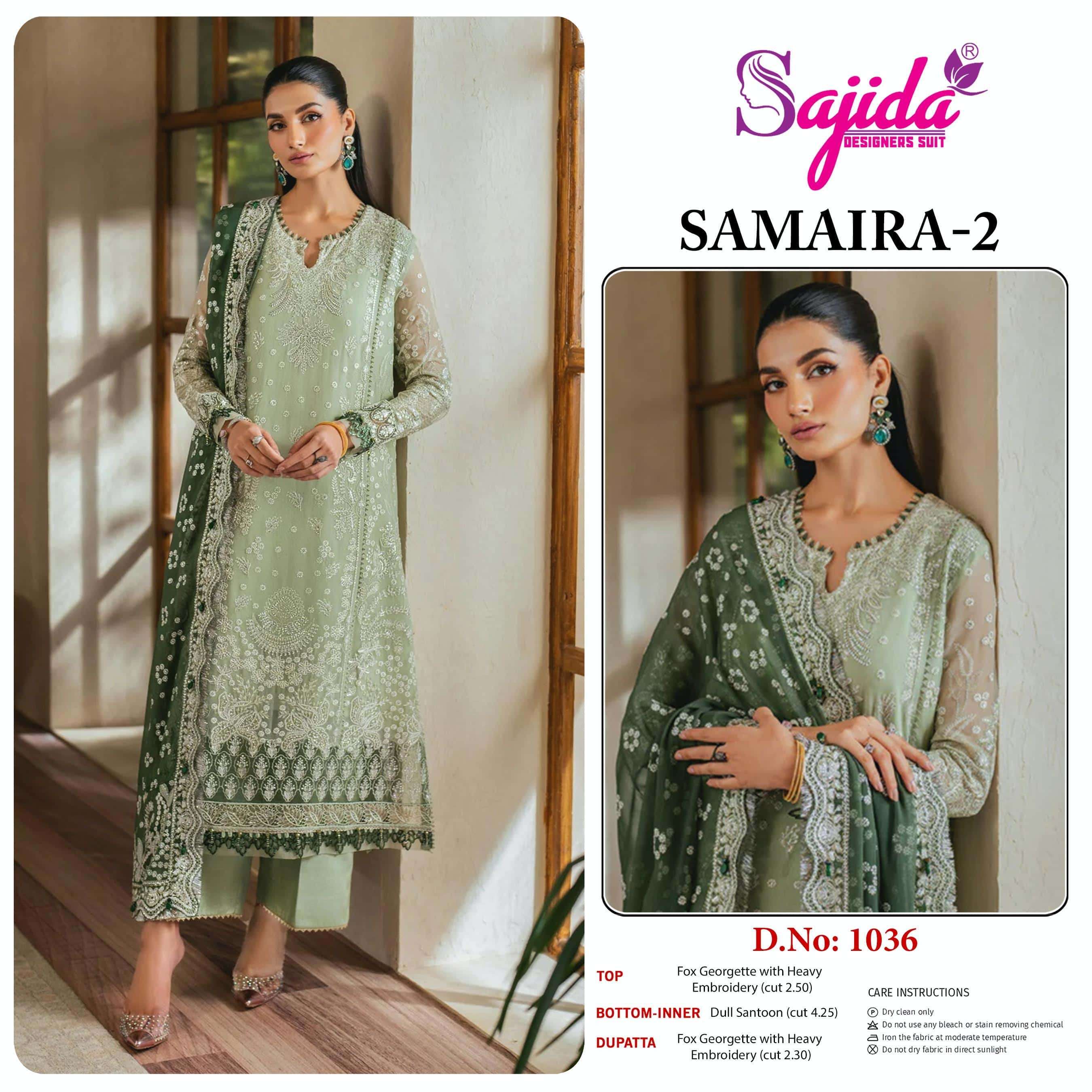 SAJIDA SD-1036 PURE GEORGETTE EMBROIDERY PAKISTANI DRESS-00062