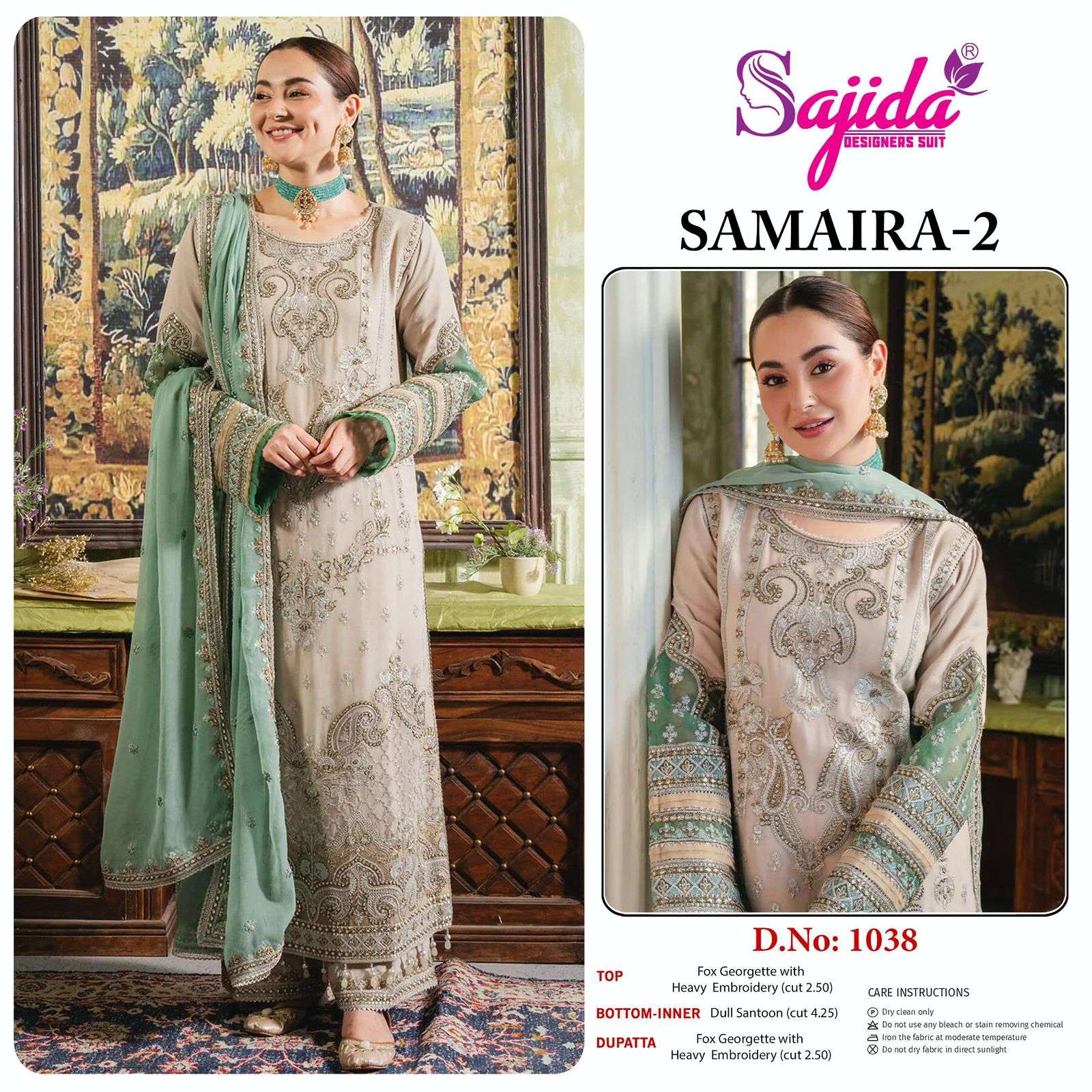 SAJIDA SD-1038 PURE GEORGETTE EMBROIDERY PAKISTANI DRESS-00062