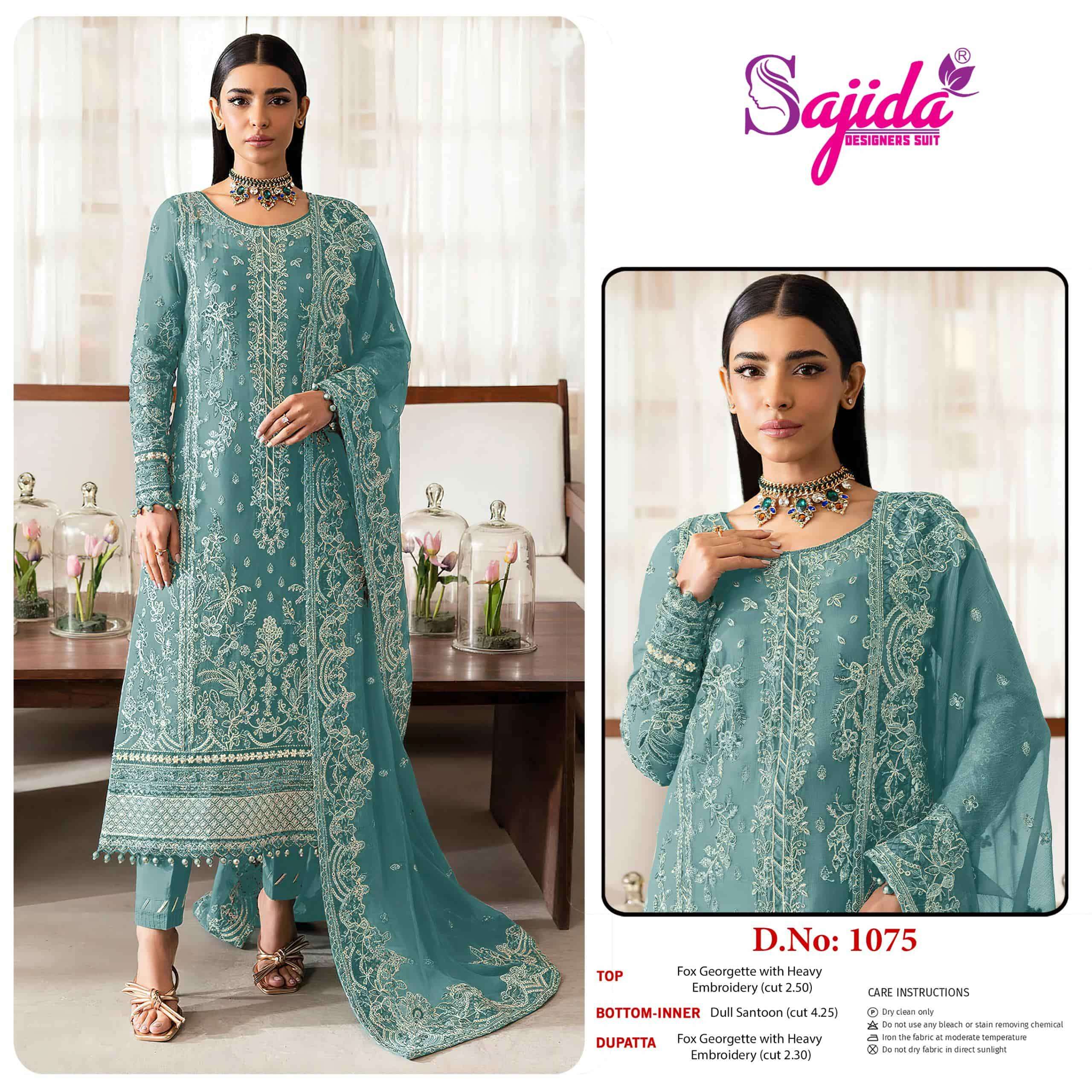 SAJIDA SD-1075 PURE GEORGETTE EMBROIDERY PAKISTANI DRESS-00201