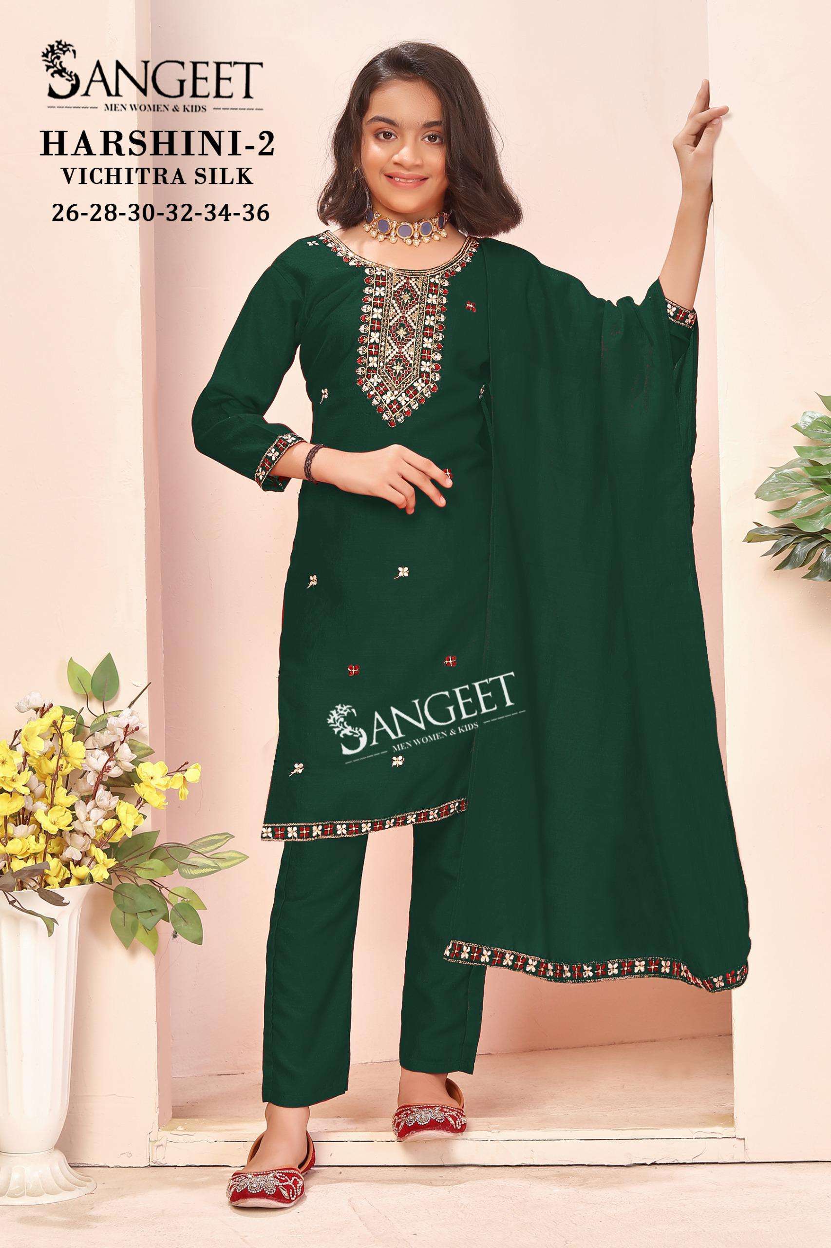 SANGEET HARSHINI-2 1001 TO 1006 SERIES PUE VICHITRA SILK KIDS WEAR-00305