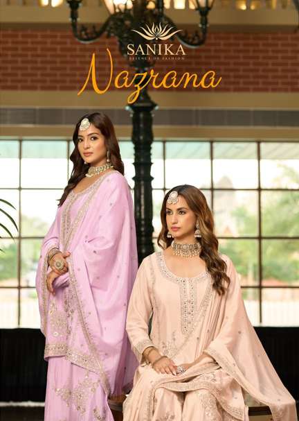 SANIKA FASHION NAZRANA PURE CHINON SILK EMBROIDERY DRESSES-00028