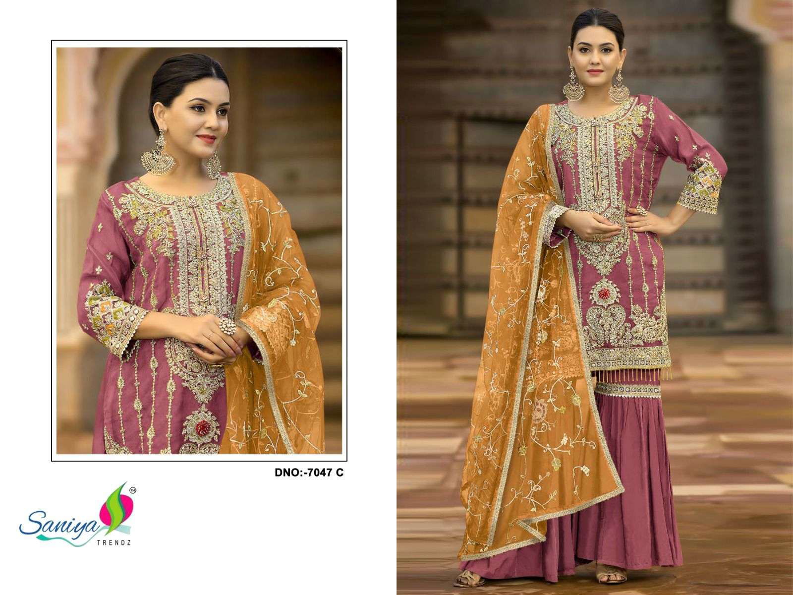SANIYA TRENDZ 7047 PURE ORGANZA EMBRODIERY PAKISTANI DRESSES-00071