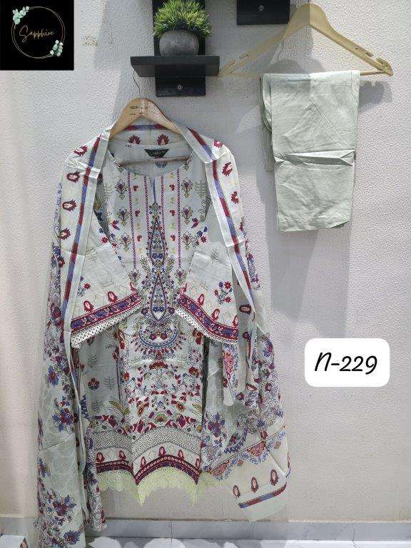 SAPPHIRE AGHA NOORAIN-229 PURE LAWN EMBROIDERY PAKISTANI DRESSES-00272
