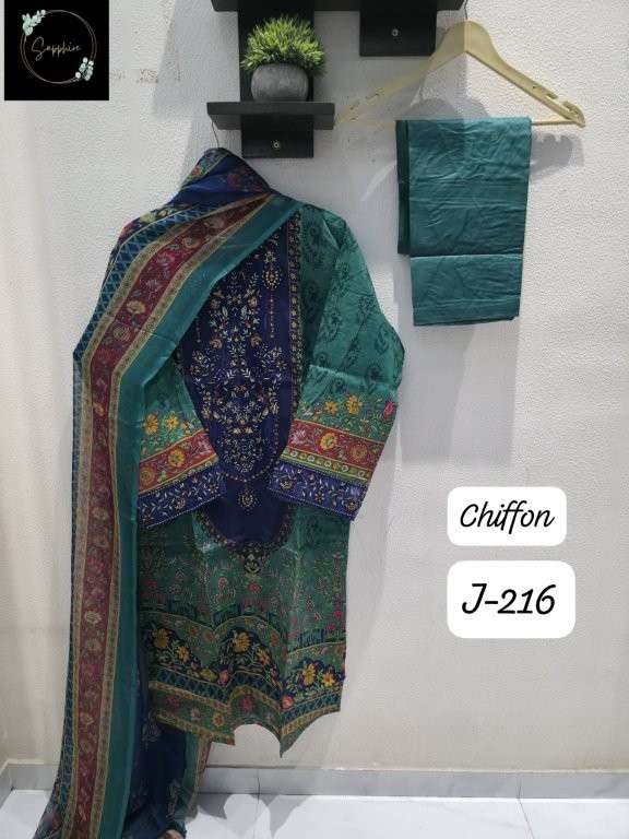 SAPPHIRE JAZMIN VOL-216 PURE LAWN COTTON EMBROIDERY PRINTED DRESSES-00272