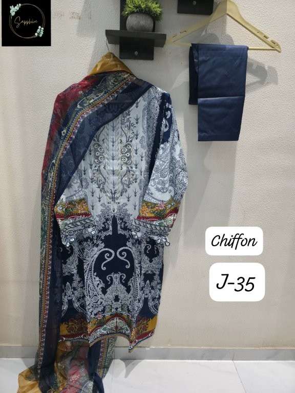 SAPPHIRE JAZMIN VOL-35 PURE LAWN COTTON EMBROIDERY PRINRED DRESSES-00272