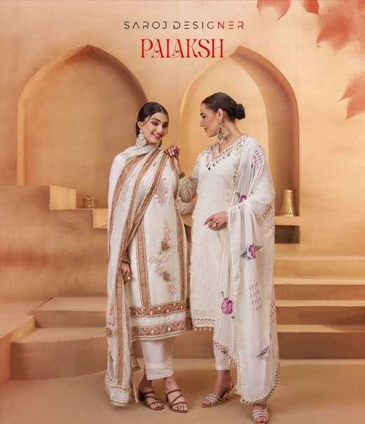SAROJ DESIGNER PALAKSH VOL-01 PURE COTTON EMBROIDERY DRESSES-00028